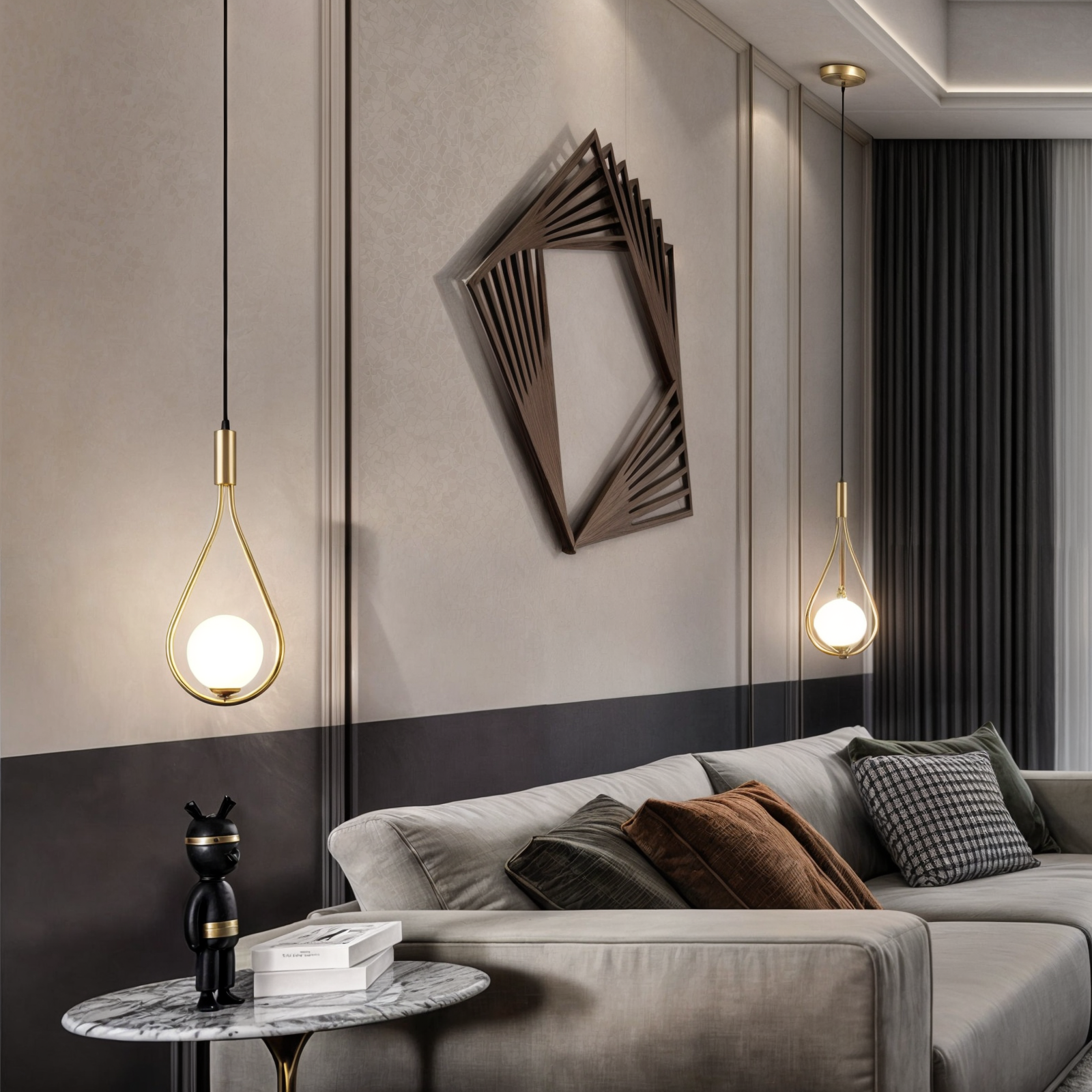 Stolys | Suspension moderne – fer & verre – hauteur réglable