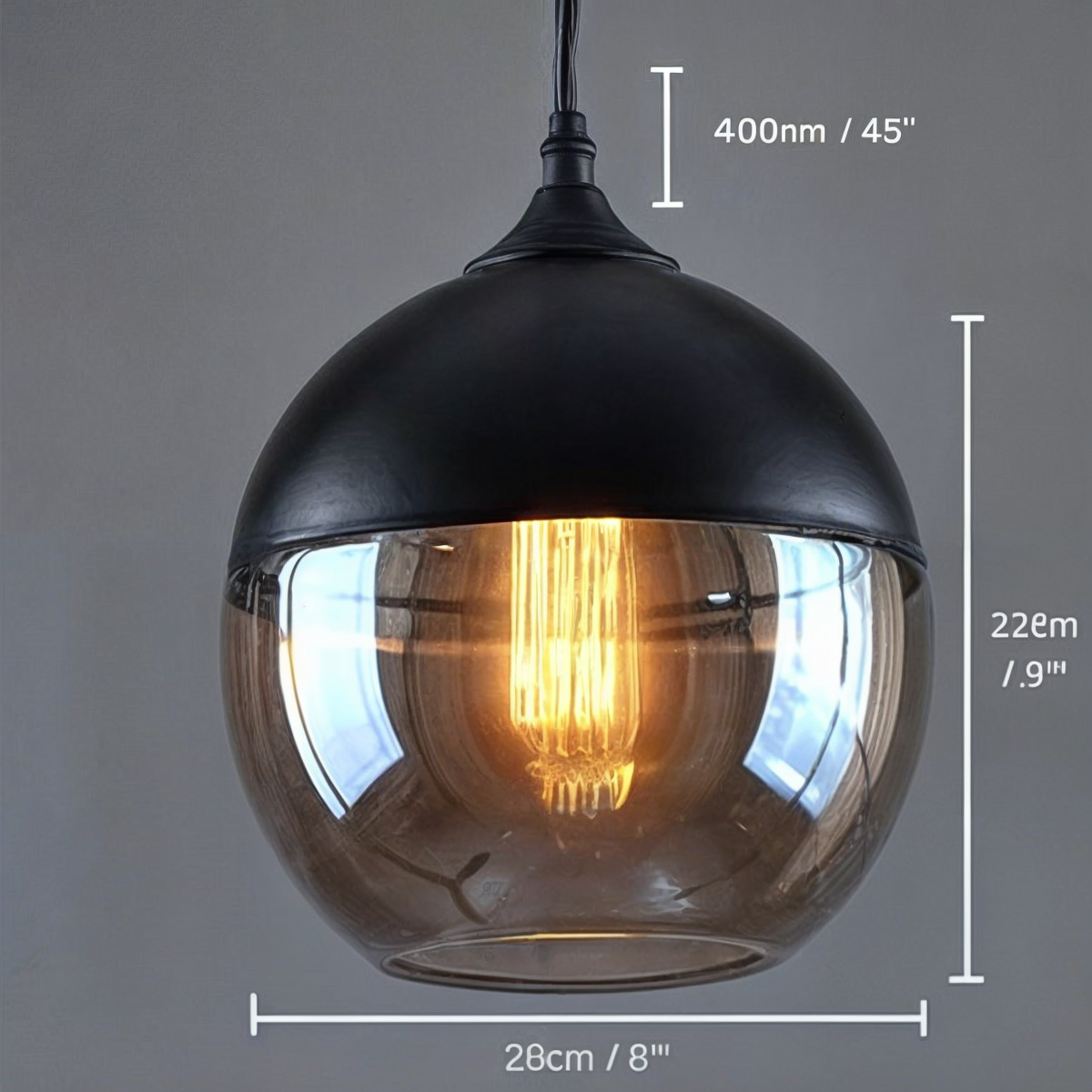 Linsnö | Suspension moderne – 4 formes – abat-jour en verre clair – accents en métal et bois