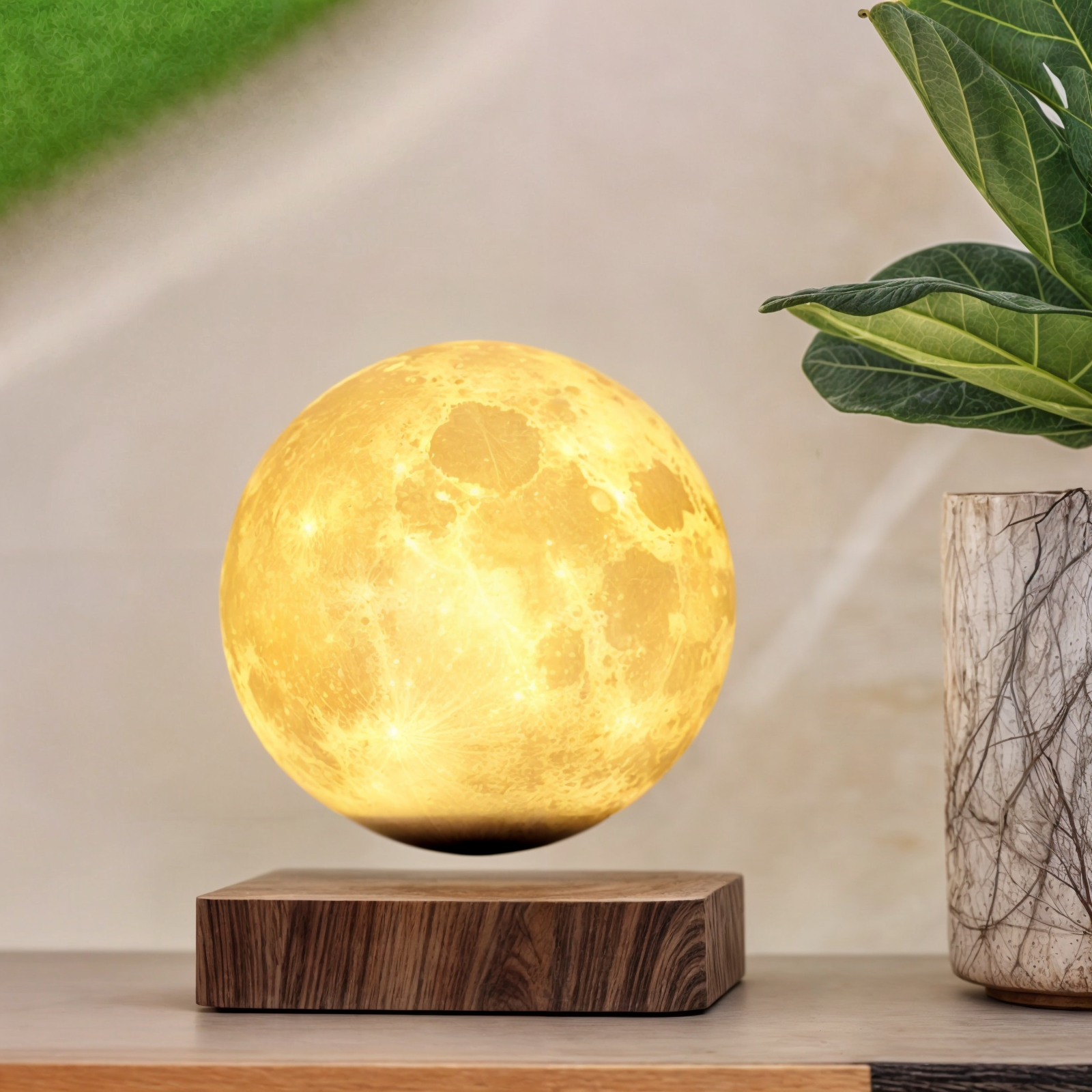 Skoumi | Lampe Lunaire Flottante – LED 3D tactile & télécommande