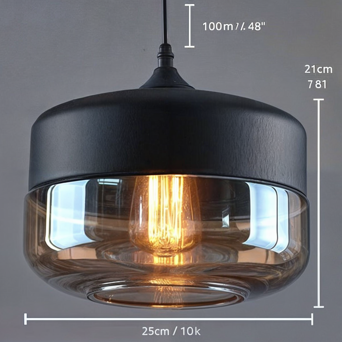Linsnö | Suspension moderne – 4 formes – abat-jour en verre clair – accents en métal et bois