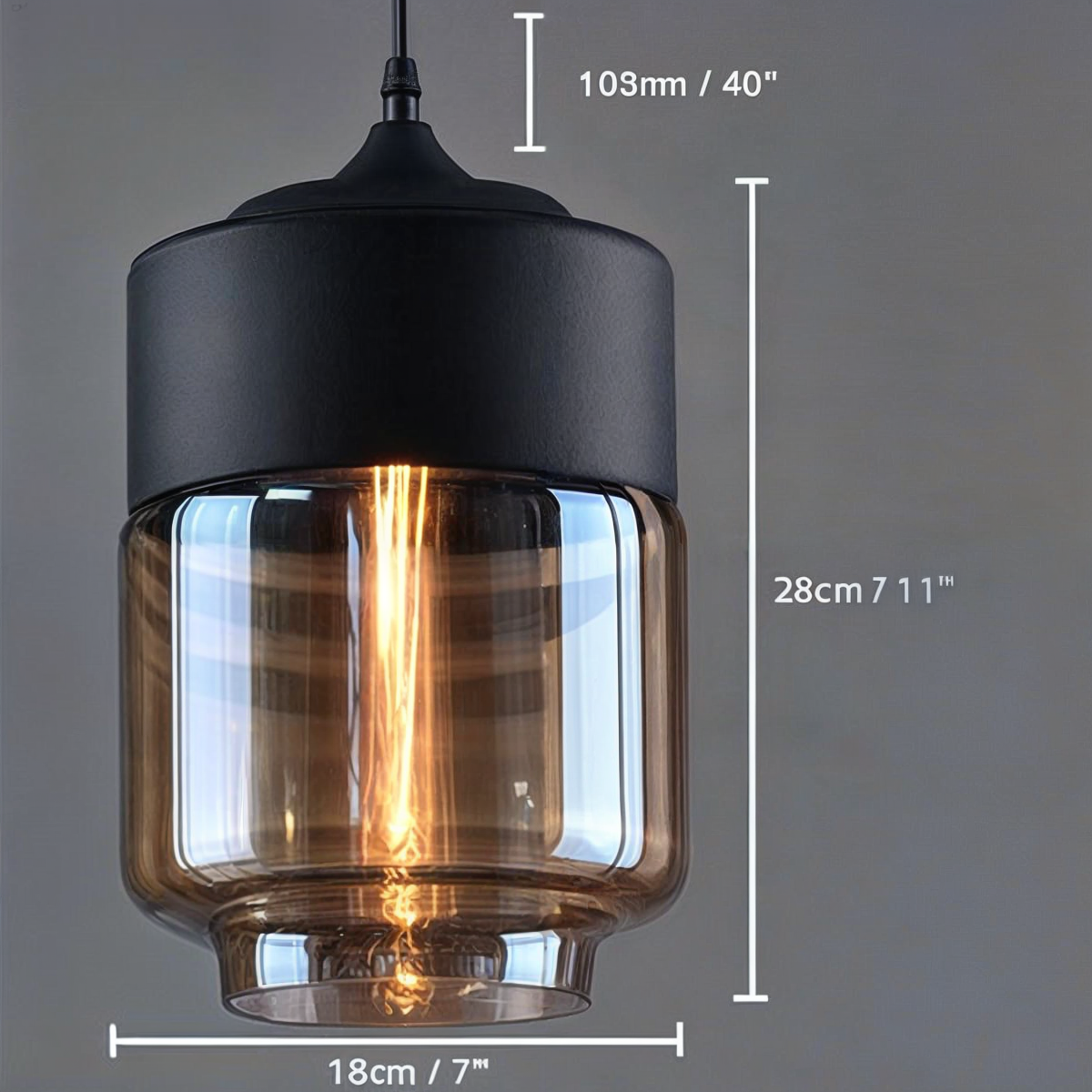 Linsnö | Suspension moderne – 4 formes – abat-jour en verre clair – accents en métal et bois