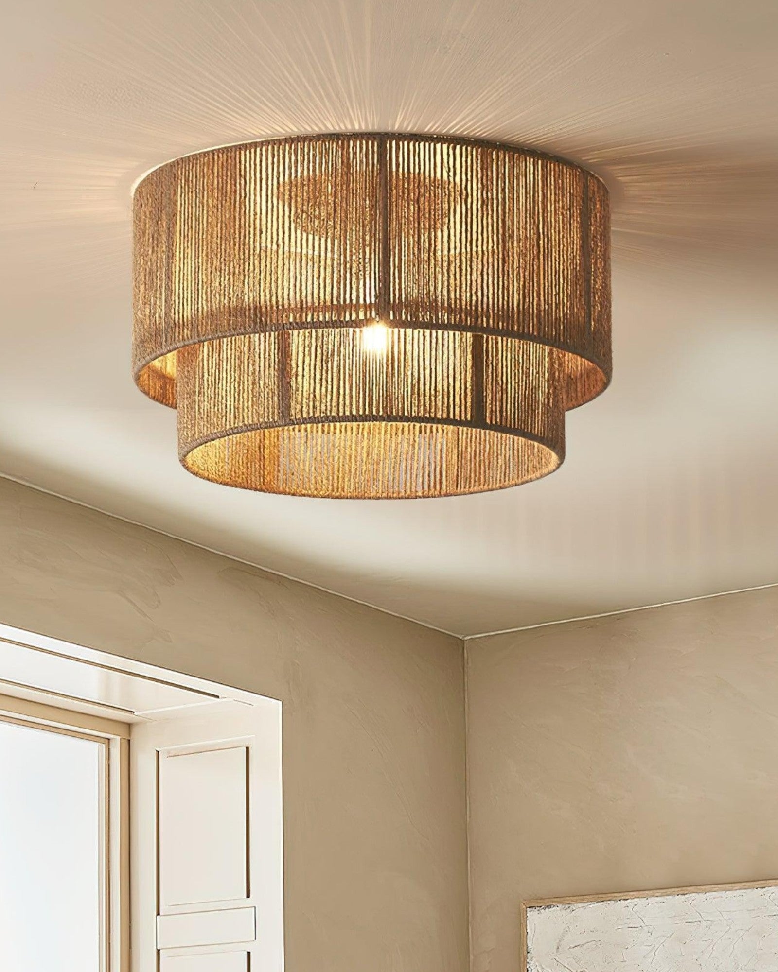 Frieil | Plafonnier en jute – design élégant – Ø 45 cm