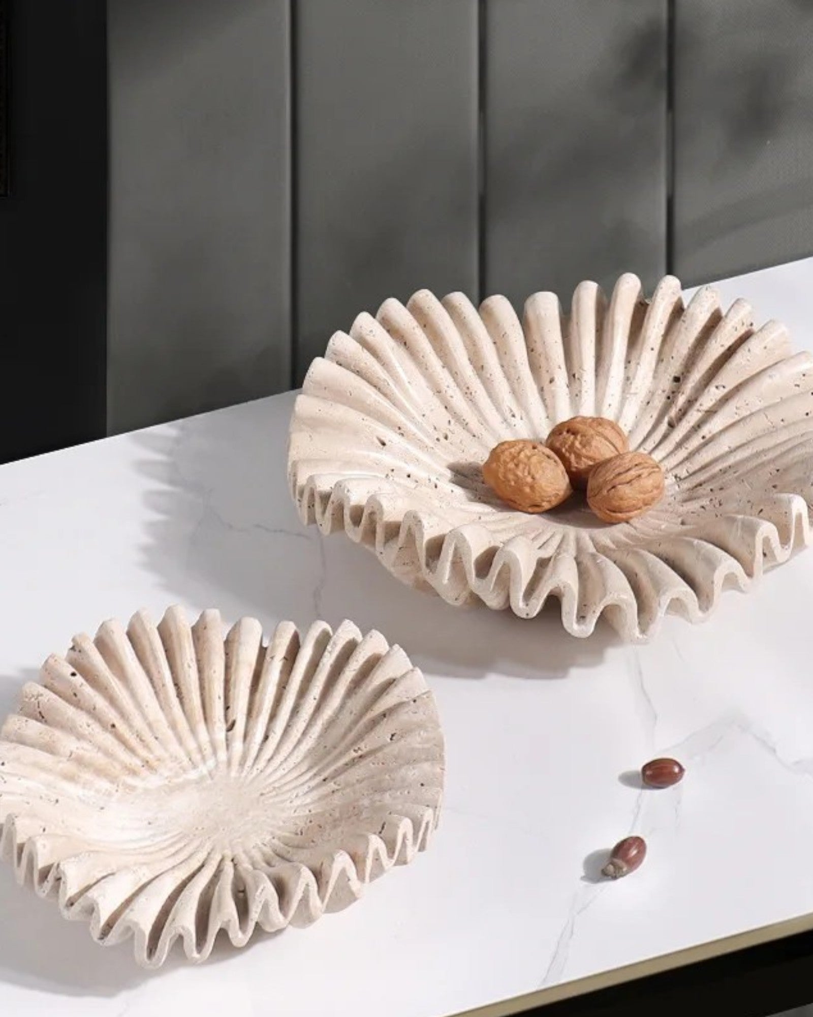 Snöair | Plateau décoratif en marbre – style Wabi-sabi – beige élégant