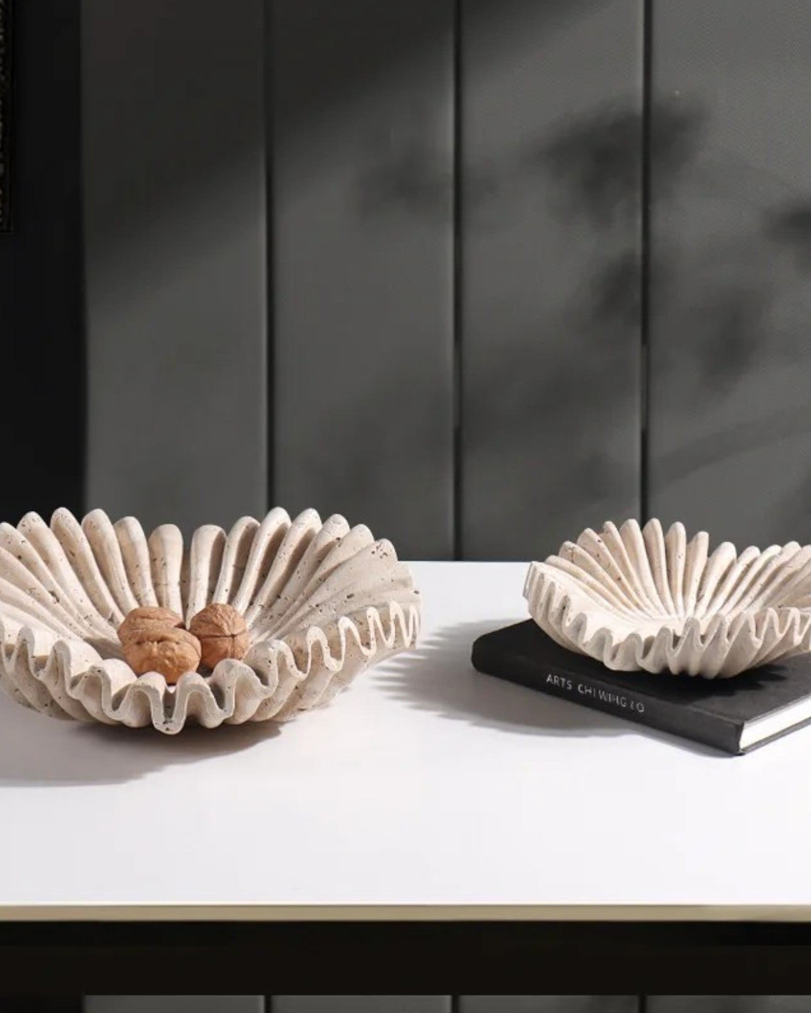 Snöair | Plateau décoratif en marbre – style Wabi-sabi – beige élégant
