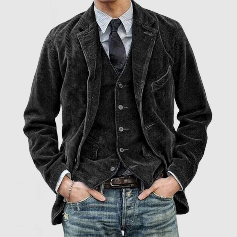 James Blazer Homme en Velours Côtelé – Elegant, Warm & Versatile with Modern Vest