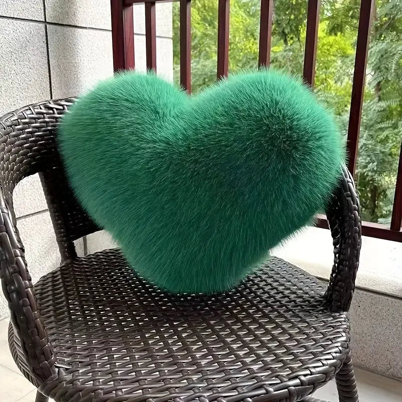 Coussin en Peluche en Forme de Cœur