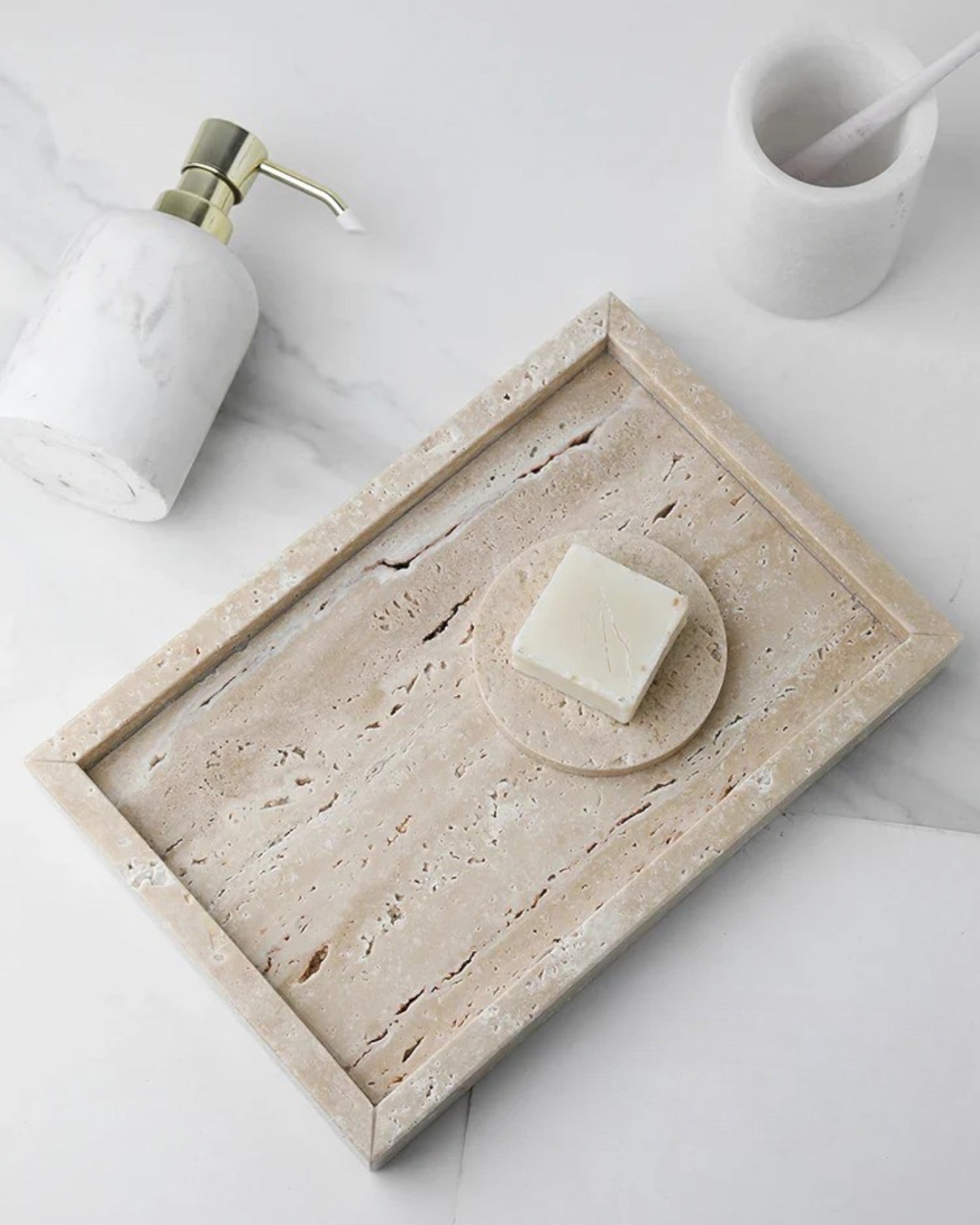 Havsnö | Plateau de salle de bain en marbre – Élégance intemporelle