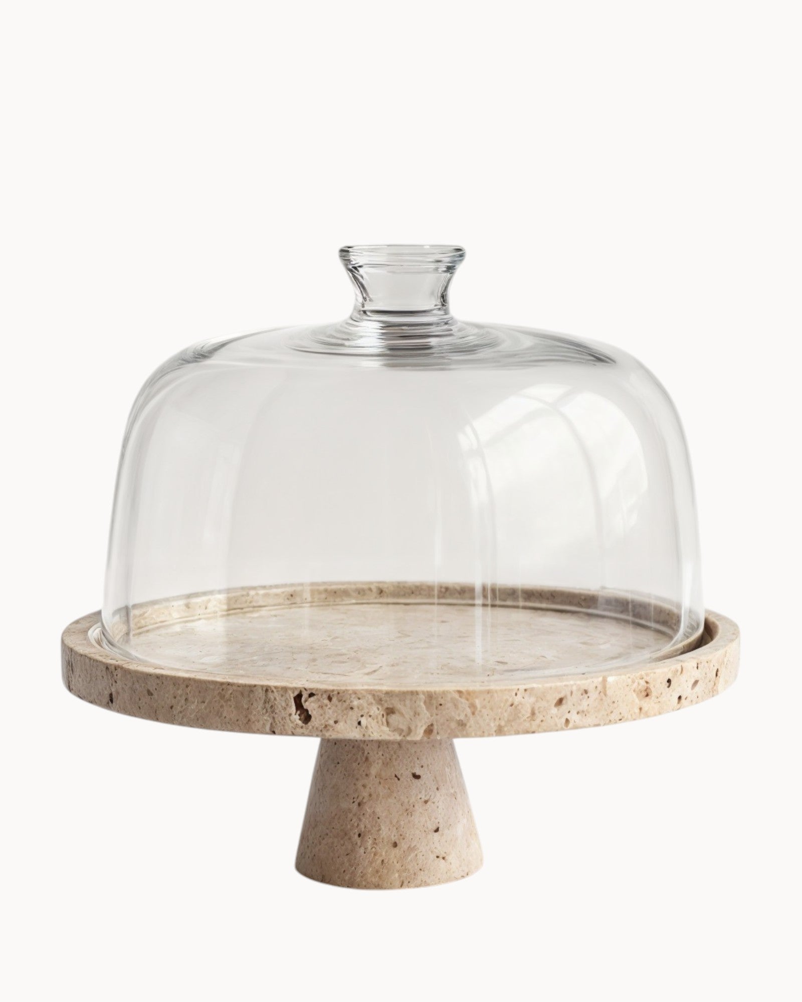 Blåkon | Support à Gâteau en Marbre Beige – Élégance Artisanale