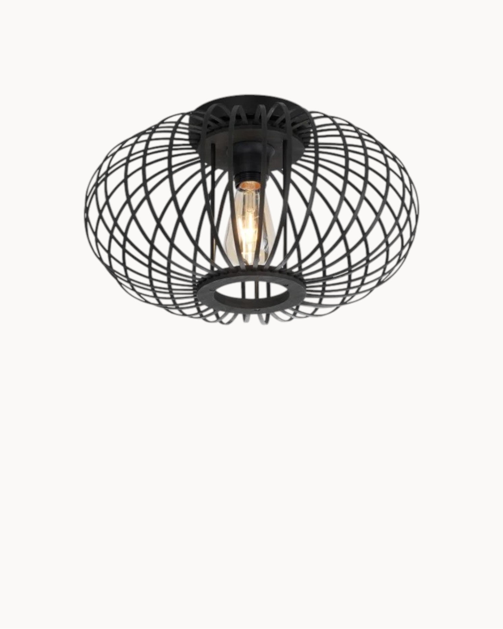 Vinjus | Plafonnier rétro noir-doré – métal rond – Ø30 cm