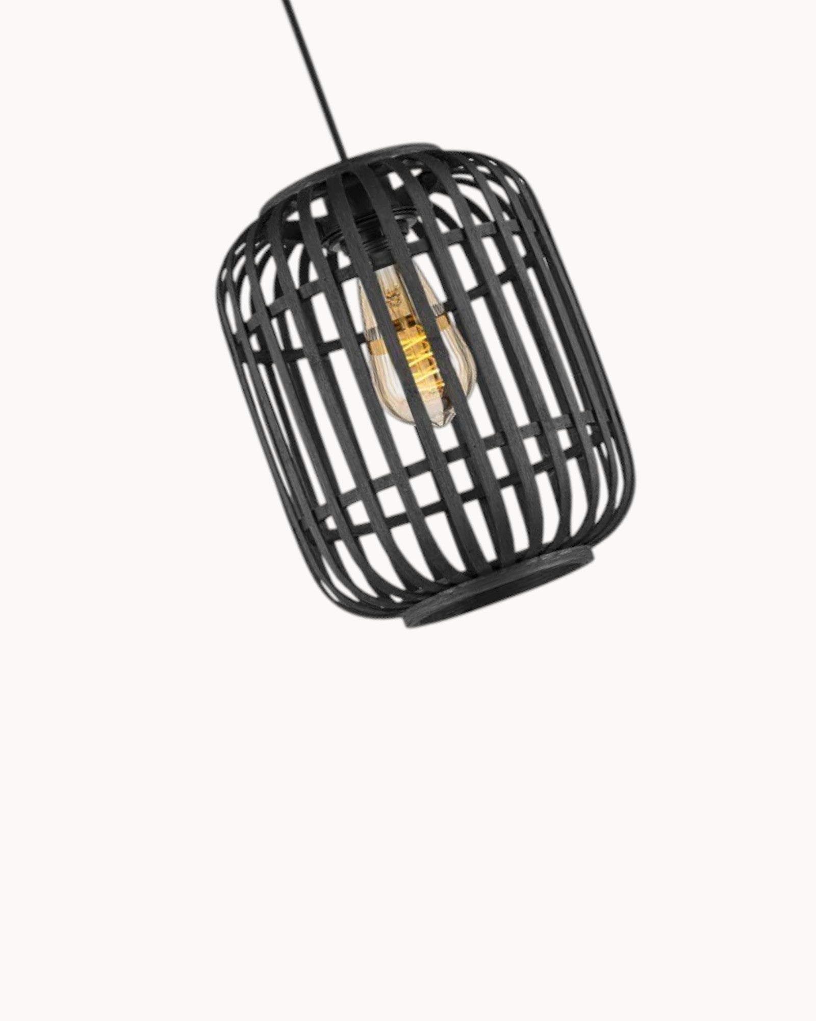 Vineil | Suspension en bambou noir – Éclairage chaleureux – Ø21,5 x 131 cm
