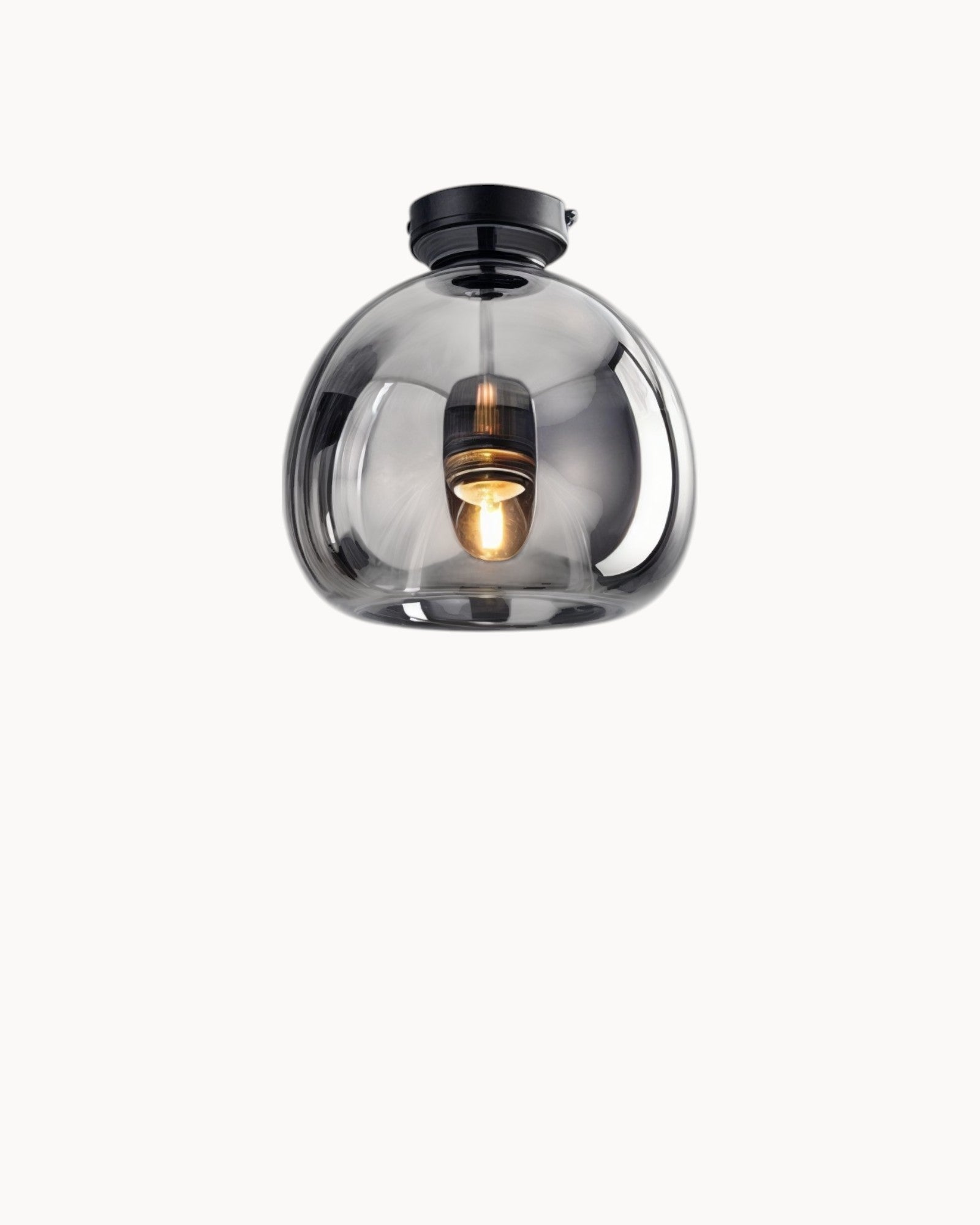 Clauce | Lampe de plafond moderne – verre fumé/cognac – éclairage LED – Ø 25 cm