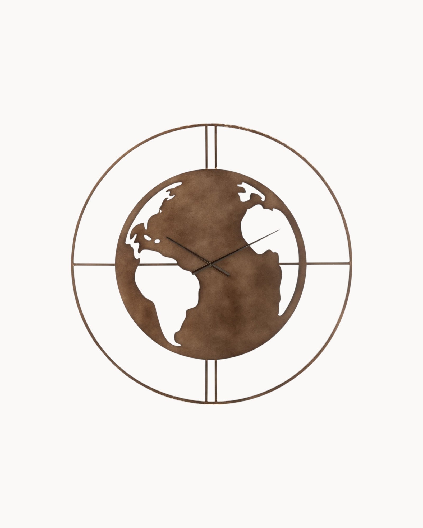 Sollys | Horloge murale en métal – design industriel – 90 cm – carte du monde élégante