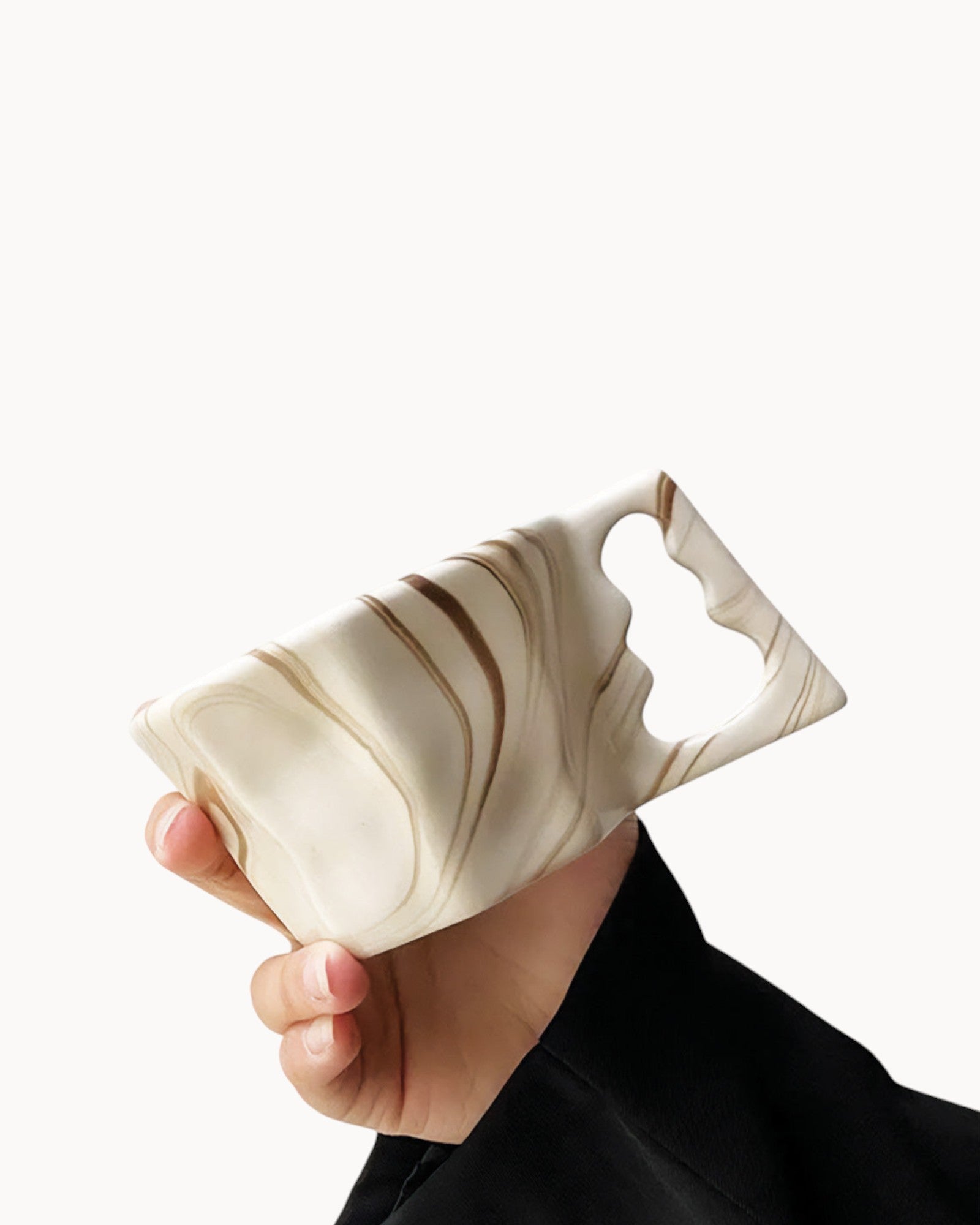 Vent Ljus | Mug octogonal – Design moderne – Brun et gris élégant