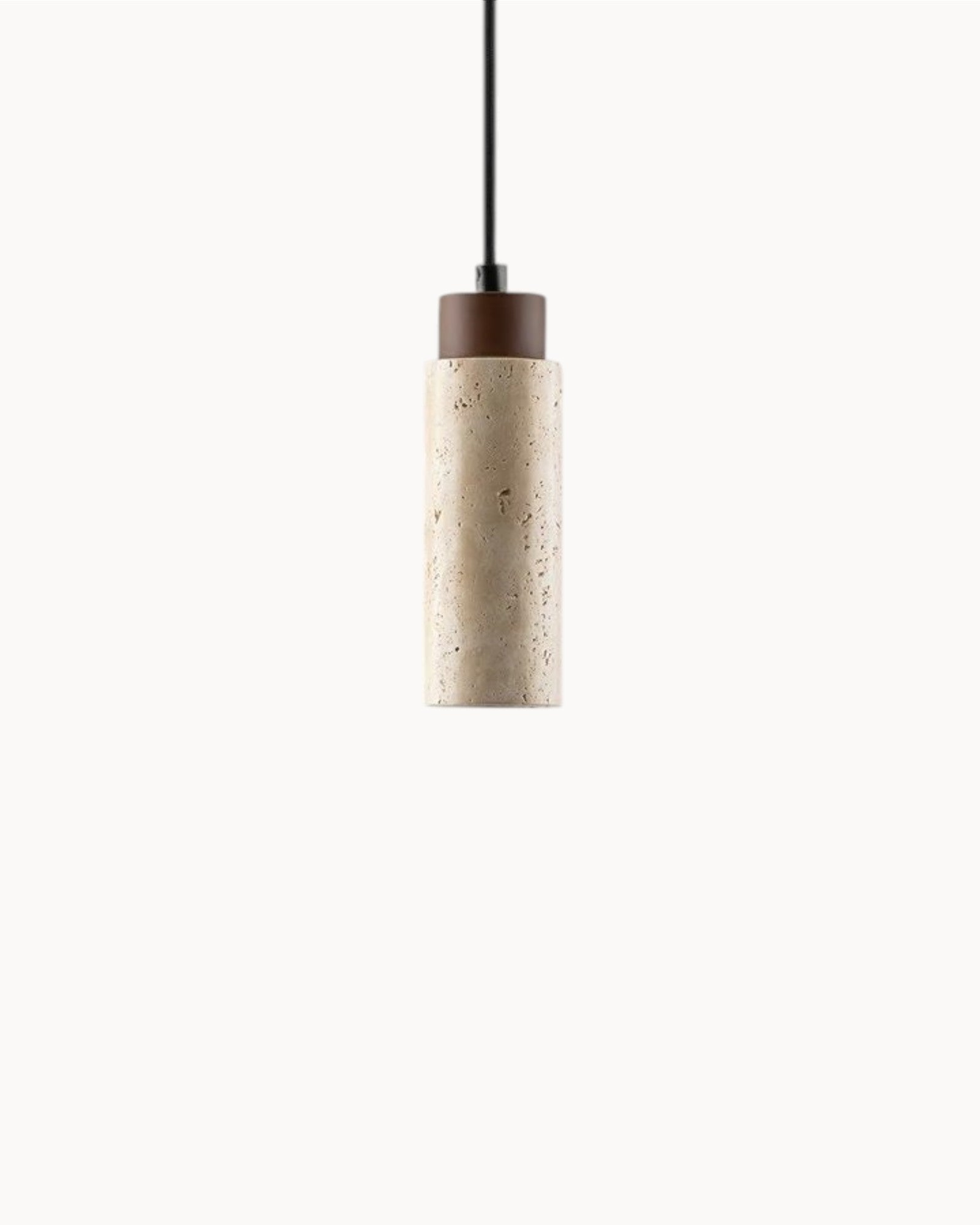 Nuiord | Suspension réglable en travertin et bois - Ø10 cm