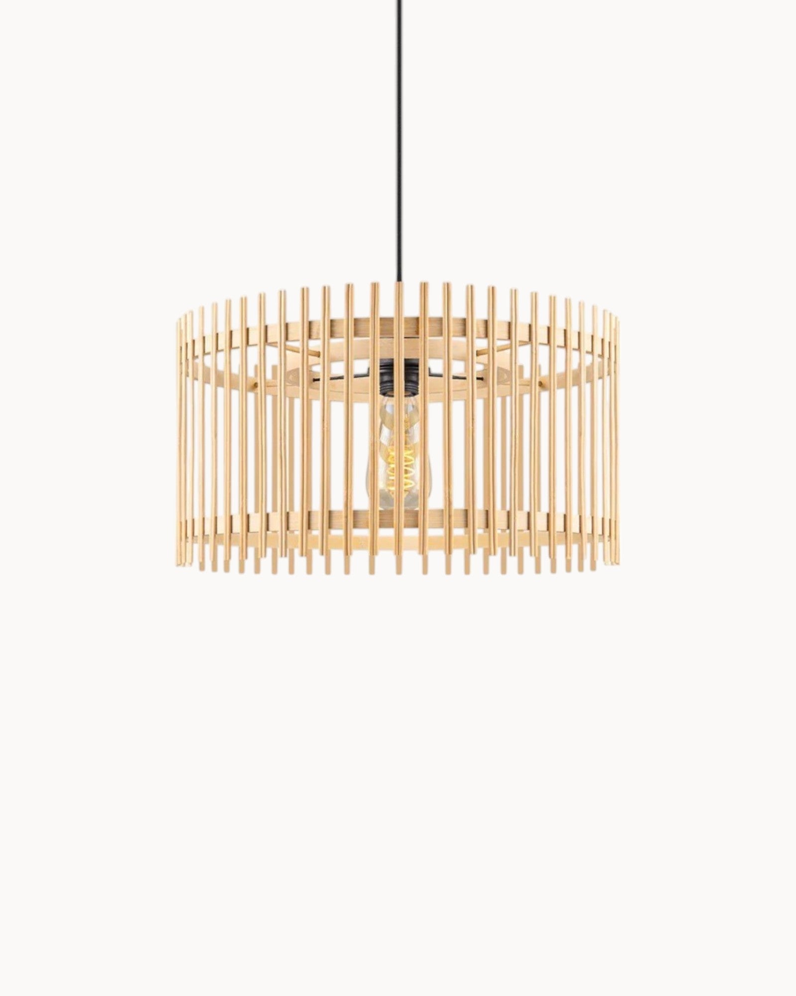 Neige Storm | Suspension Boho Beige Bambou Ø40 x 126 cm – Élégance naturelle