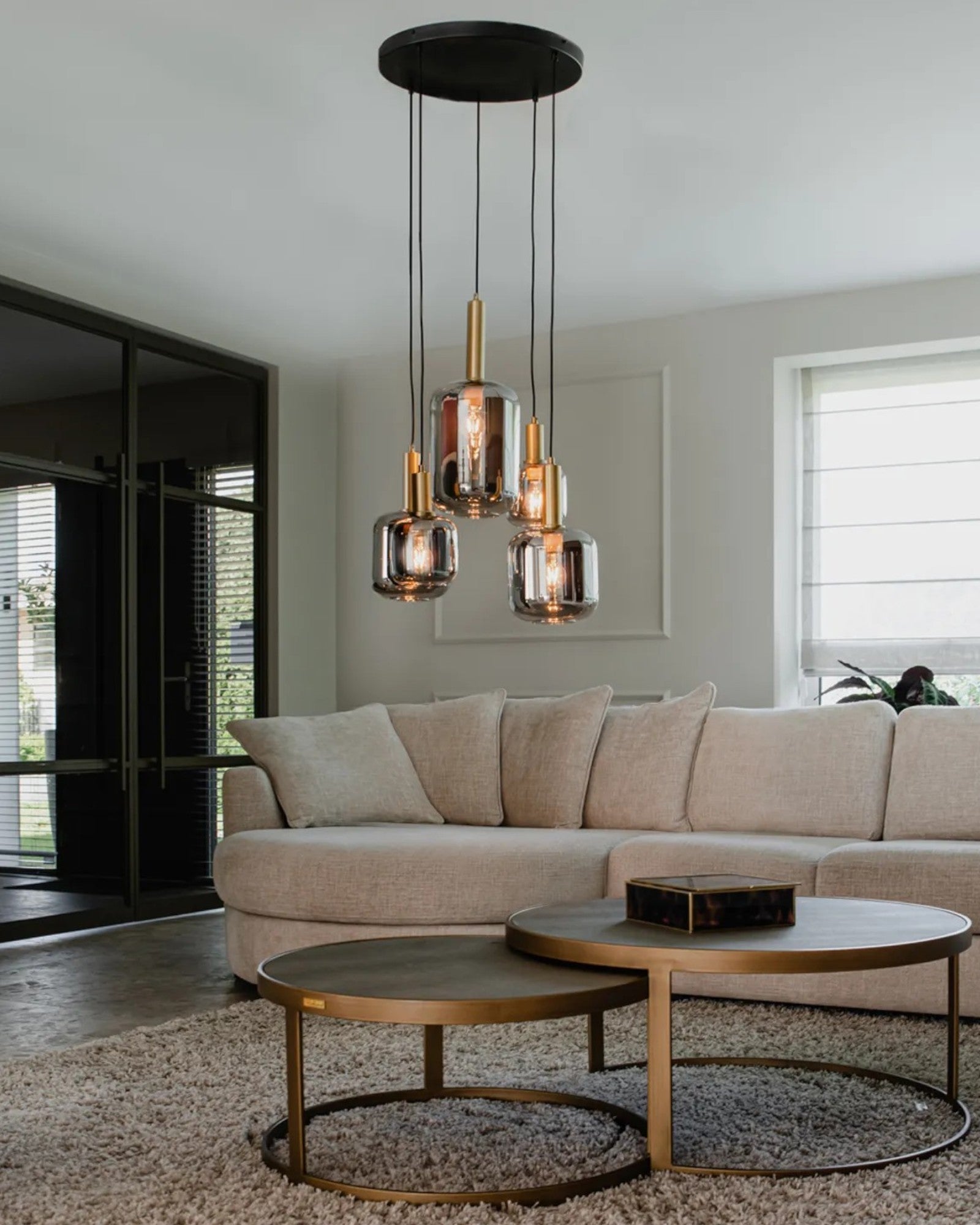 Chic Storm | Suspension en verre moderne – 5 flammes élégantes
