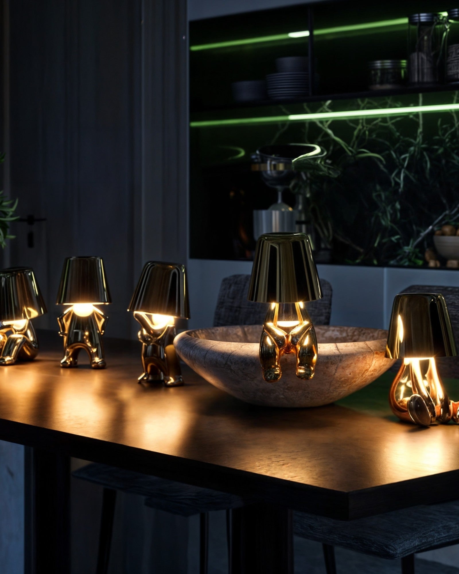 Tidpur | Lampe de table USB rechargeable – dorée – dimmable