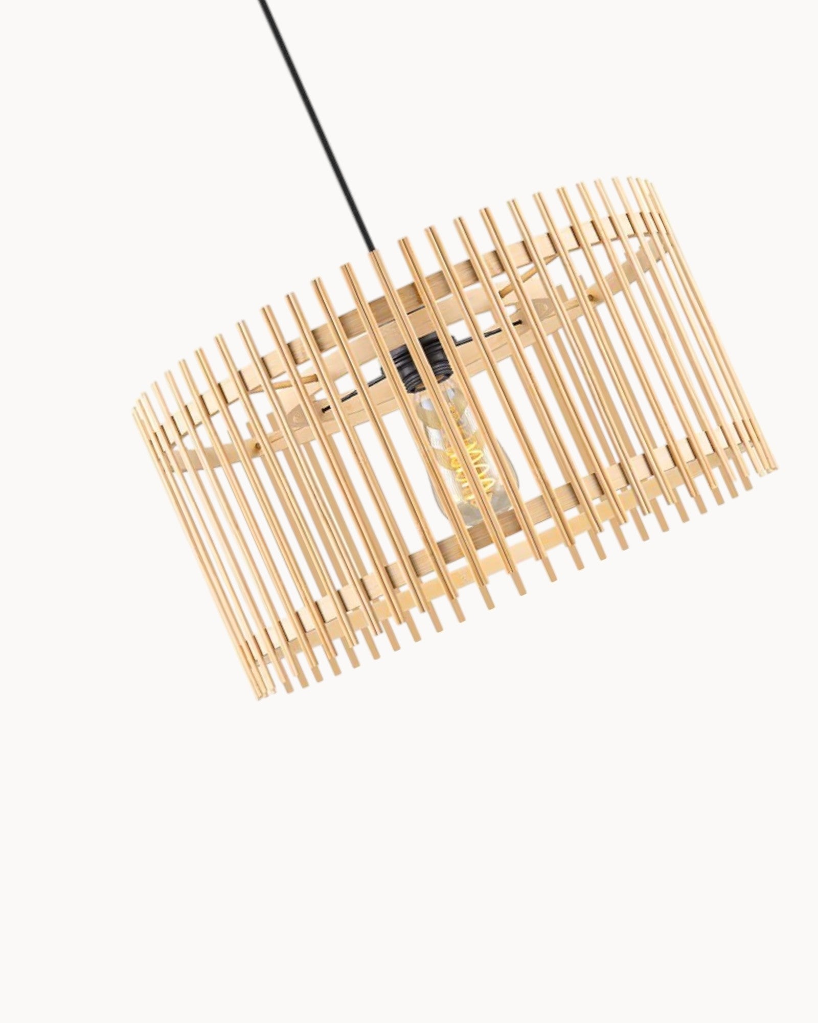 Neige Storm | Suspension Boho Beige Bambou Ø40 x 126 cm – Élégance naturelle
