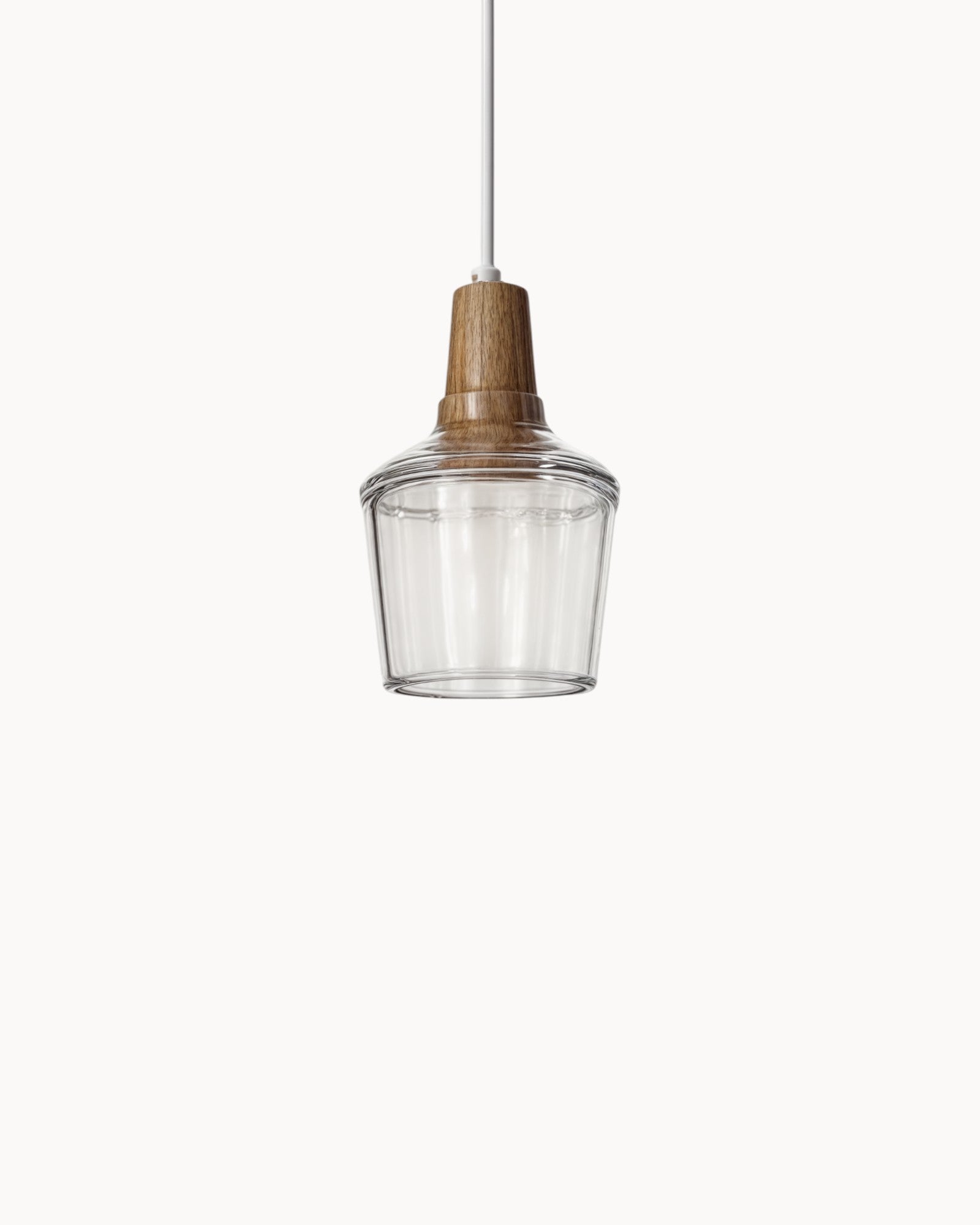 Lumind | Lampe de loft en verre moderne – socle en bois élégant
