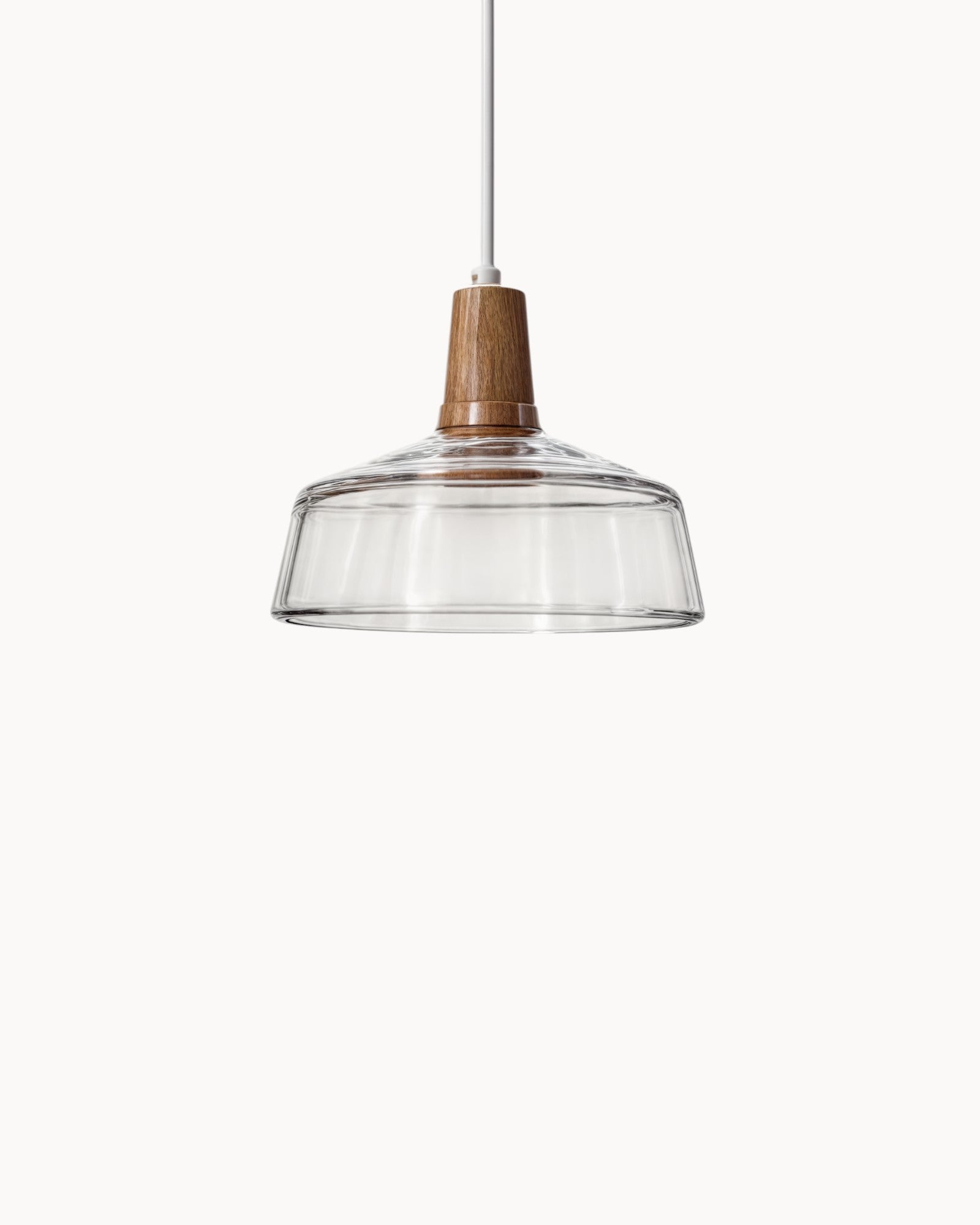 Lumind | Lampe de loft en verre moderne – socle en bois élégant