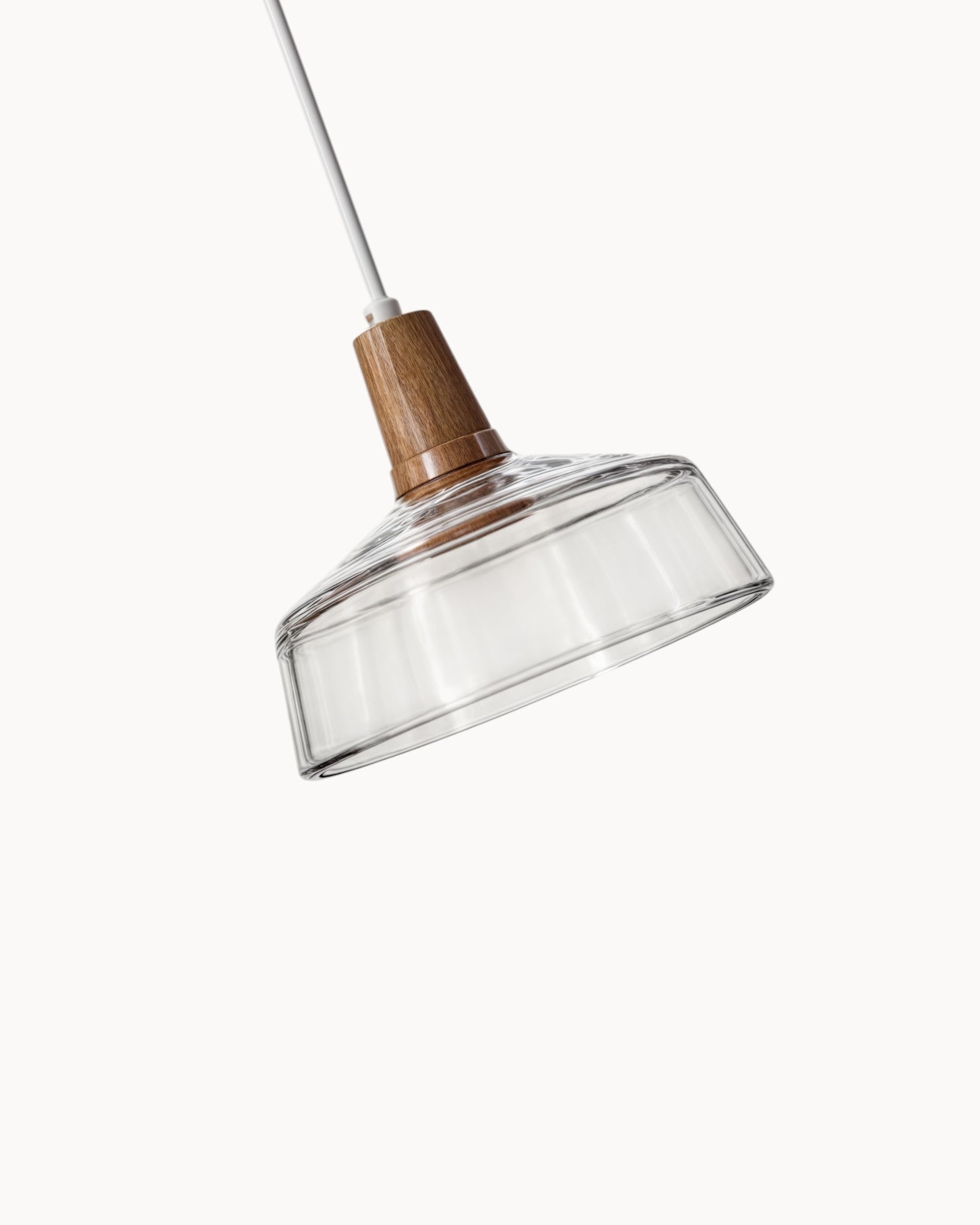 Lumind | Lampe de loft en verre moderne – socle en bois élégant