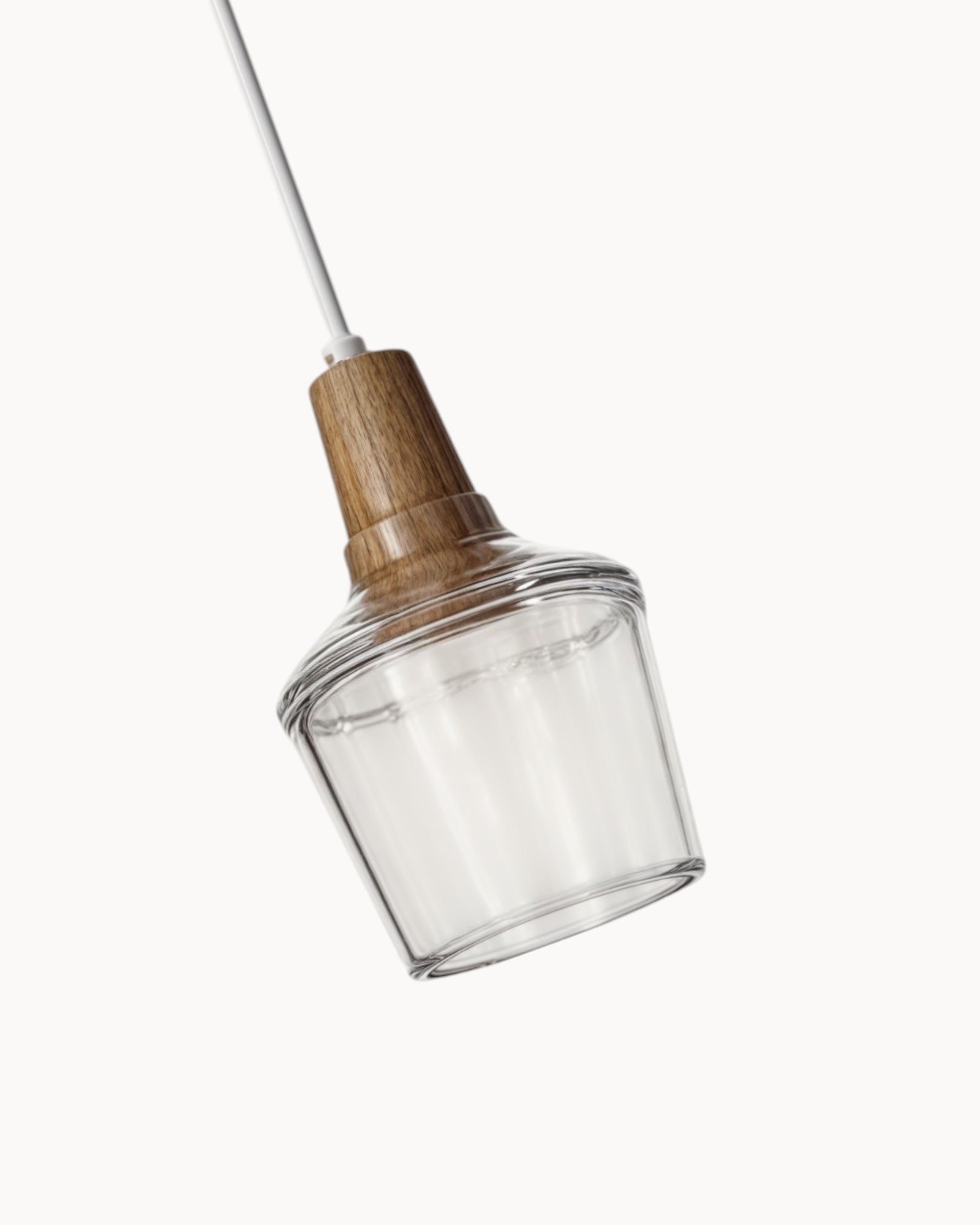 Lumind | Lampe de loft en verre moderne – socle en bois élégant
