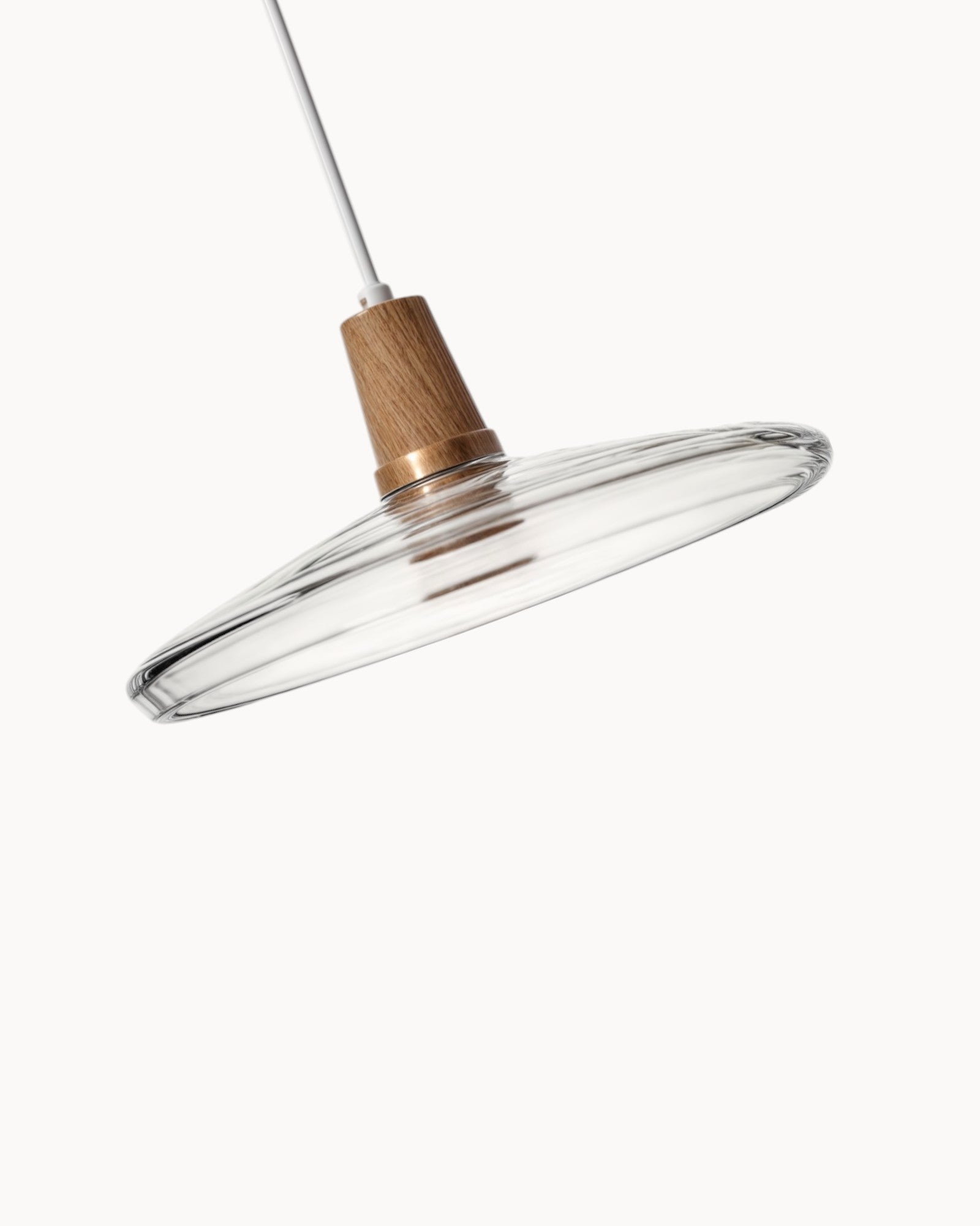 Lumind | Lampe de loft en verre moderne – socle en bois élégant
