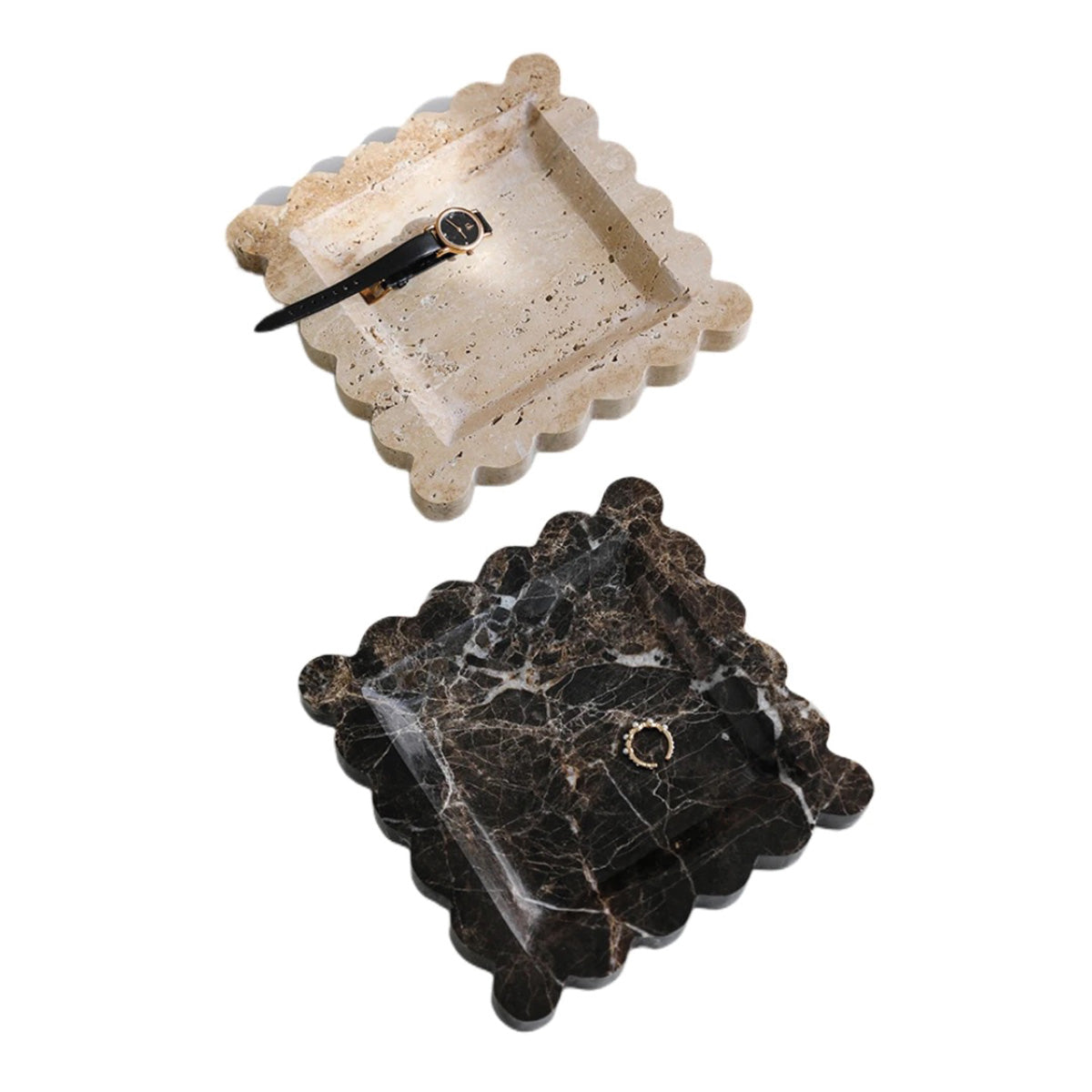 Calme Varme | Plateau en marbre – design ondulé – luxe intemporel