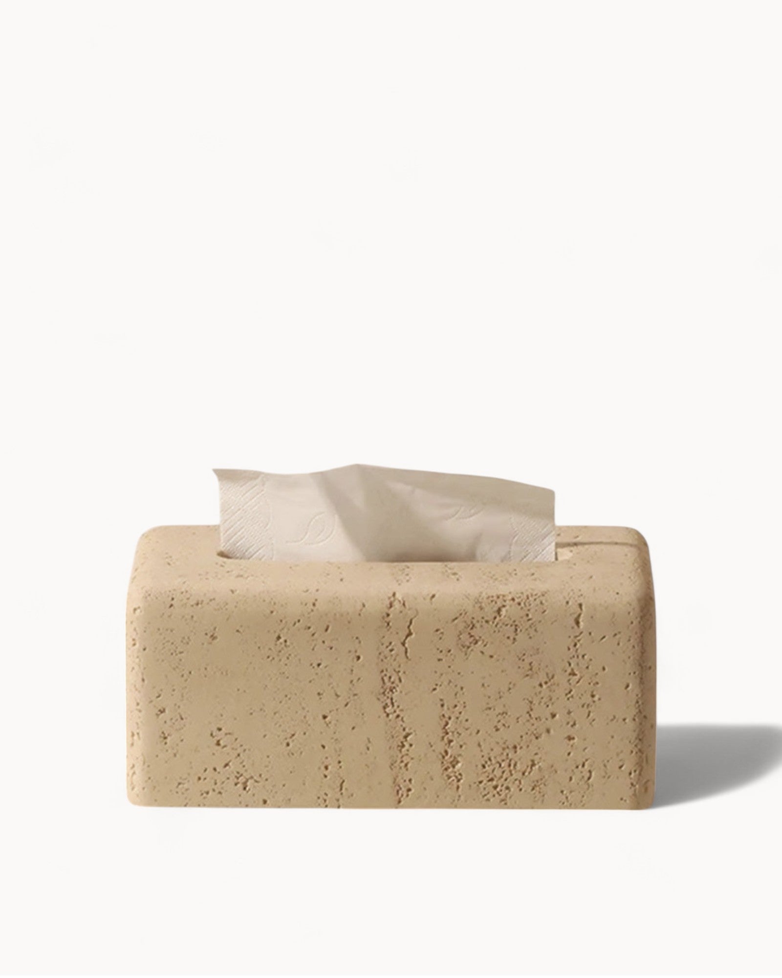 Linhic | Boîte à mouchoirs en travertin naturel – Élégance intemporelle