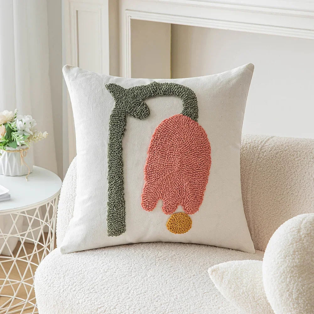 Housse de Coussin Brodée Flora
