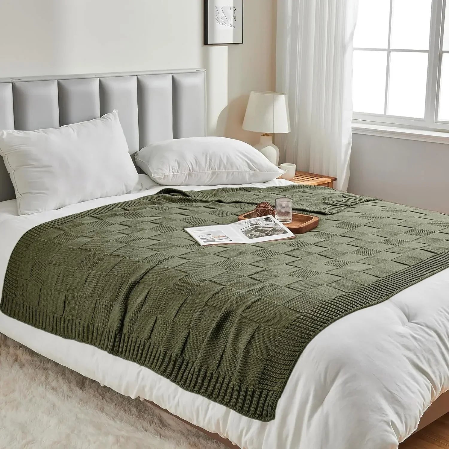 Couverture en Tricot à Carreaux Ellis