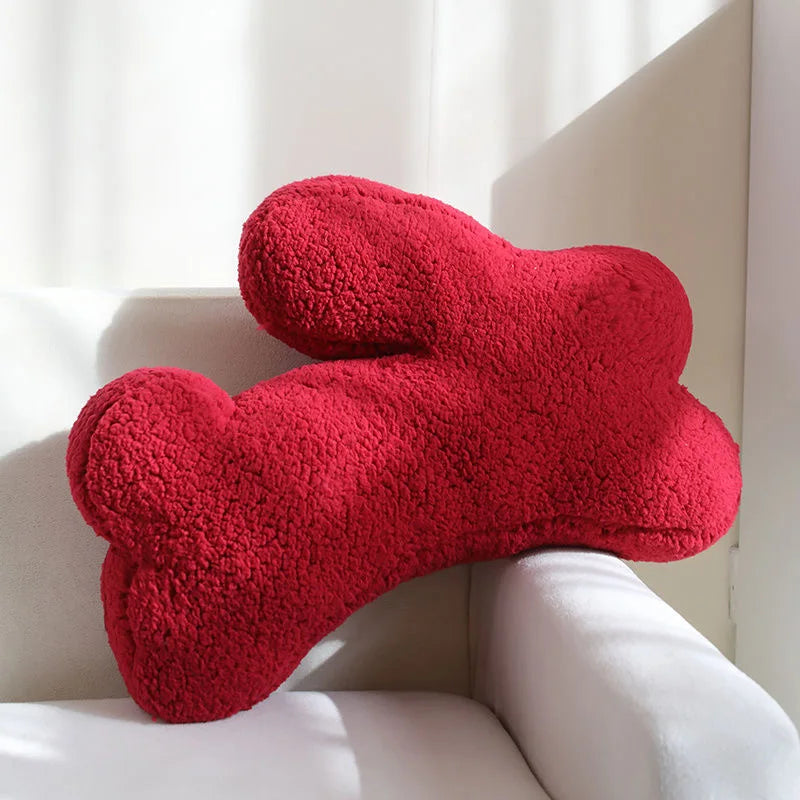 Coussin en peluche bouclé en forme de lapin