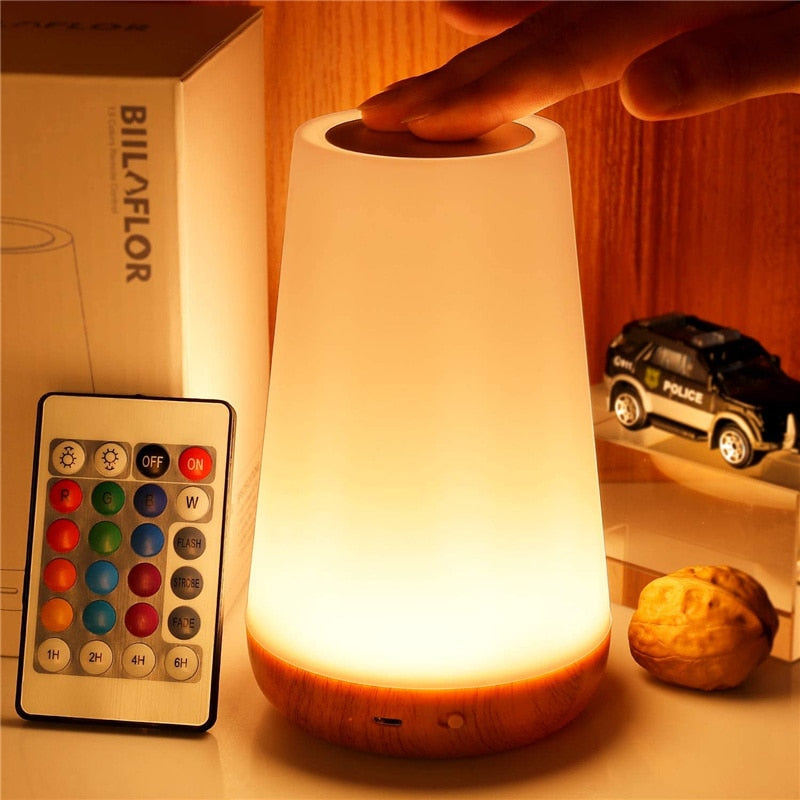 Calme Lind | Lampe de Nuit Tactile USB – Changement de Couleur – Ambiance Douce