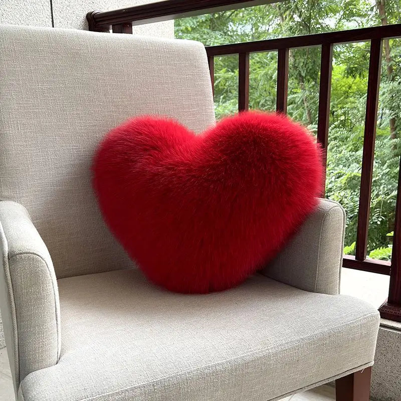 Coussin en Peluche en Forme de Cœur