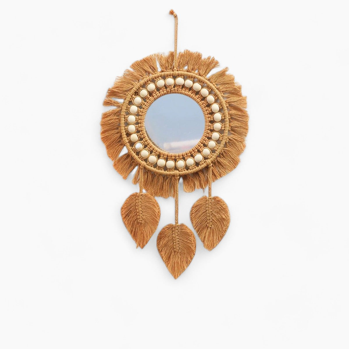 Soleil Vinter | Miroir en macramé – perles élégantes