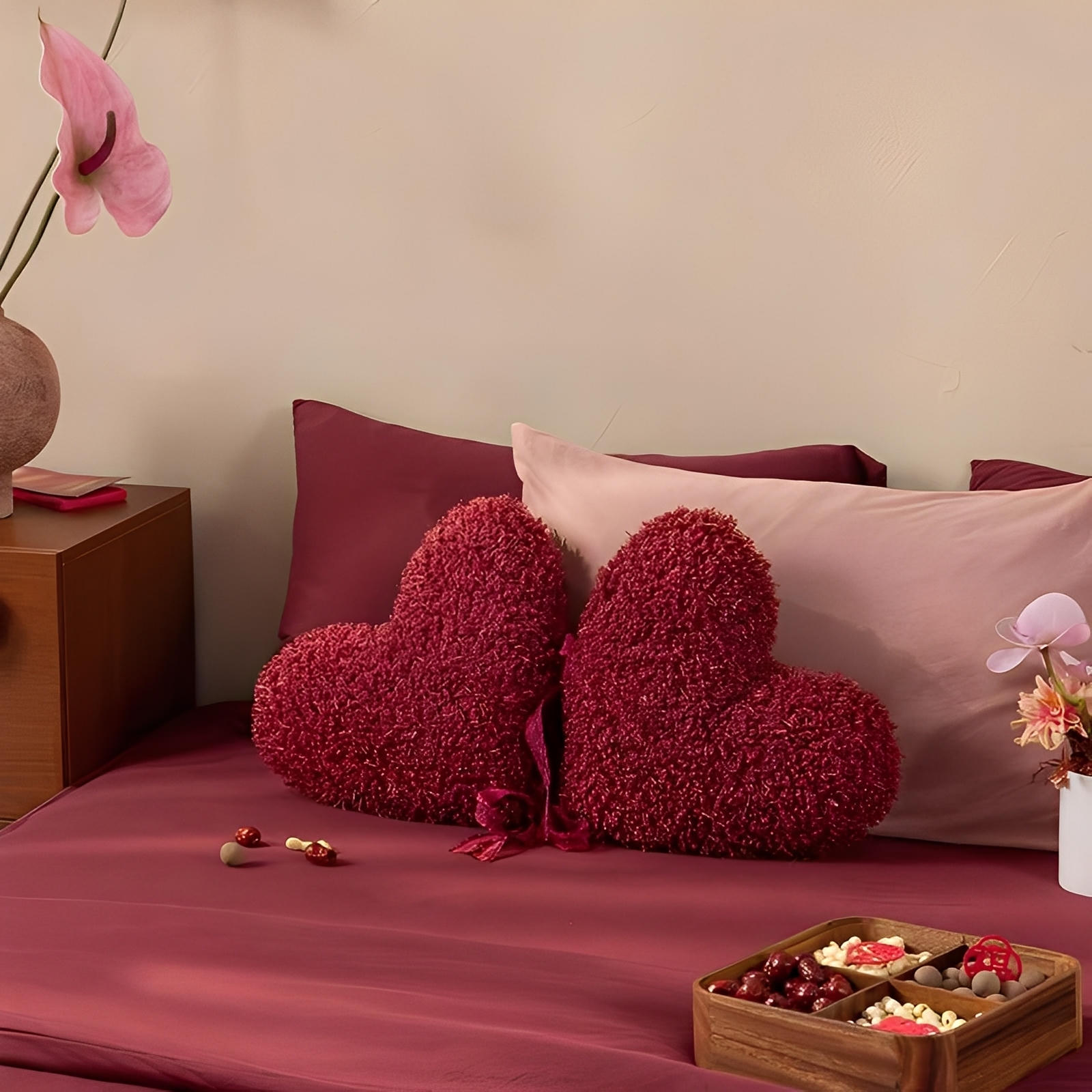 Coussins d'Amour Cœur Cramoisi