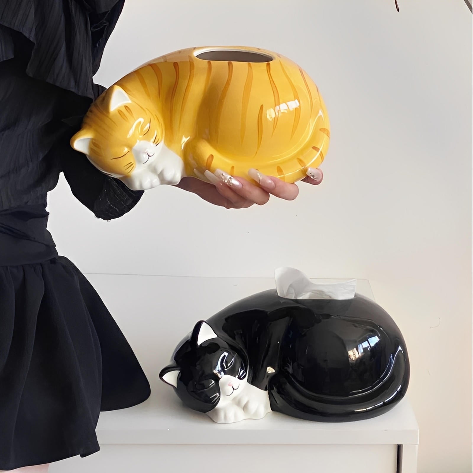 Boîte à Mouchoirs en Céramique Neko