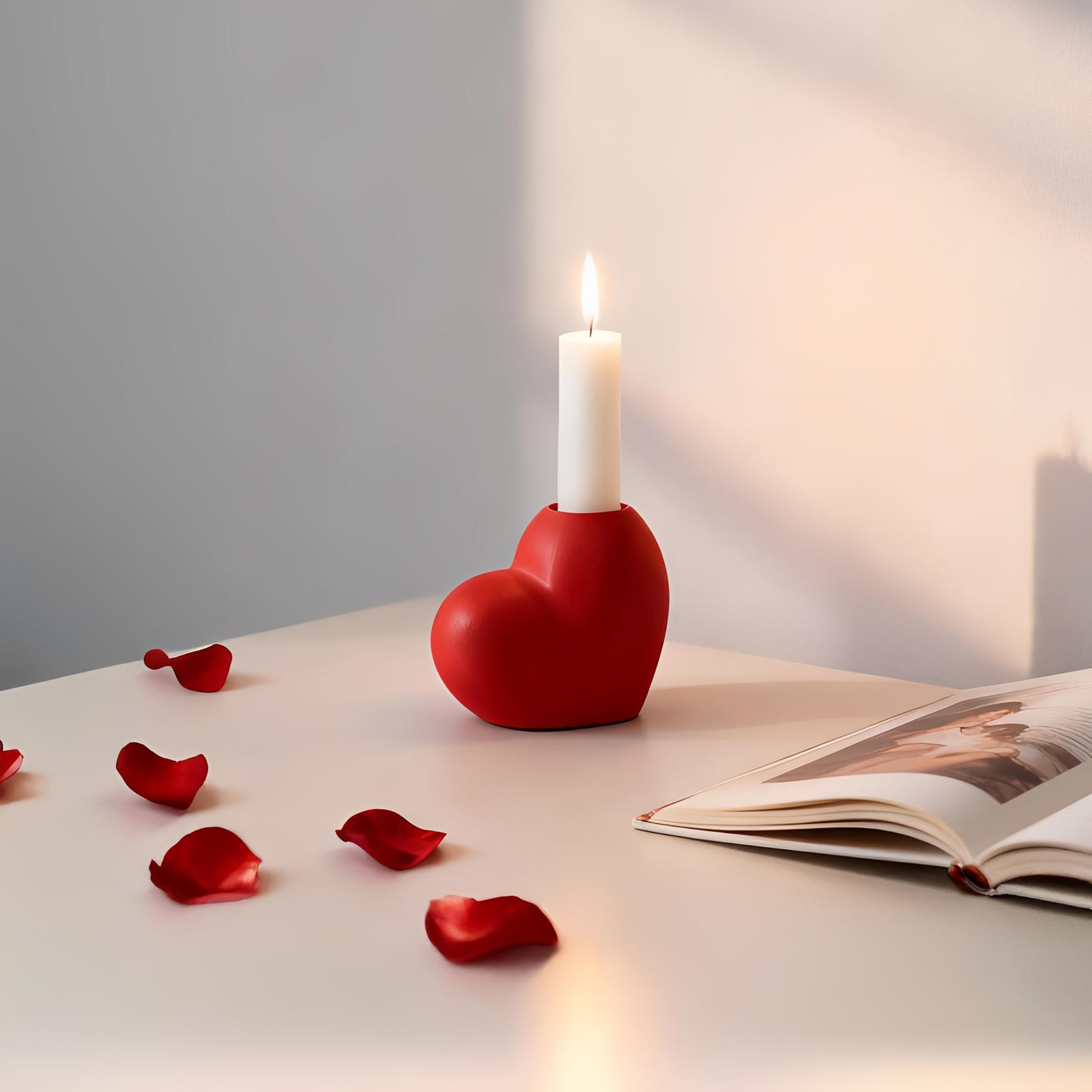 Bougeoir en Céramique en Forme de Cœur