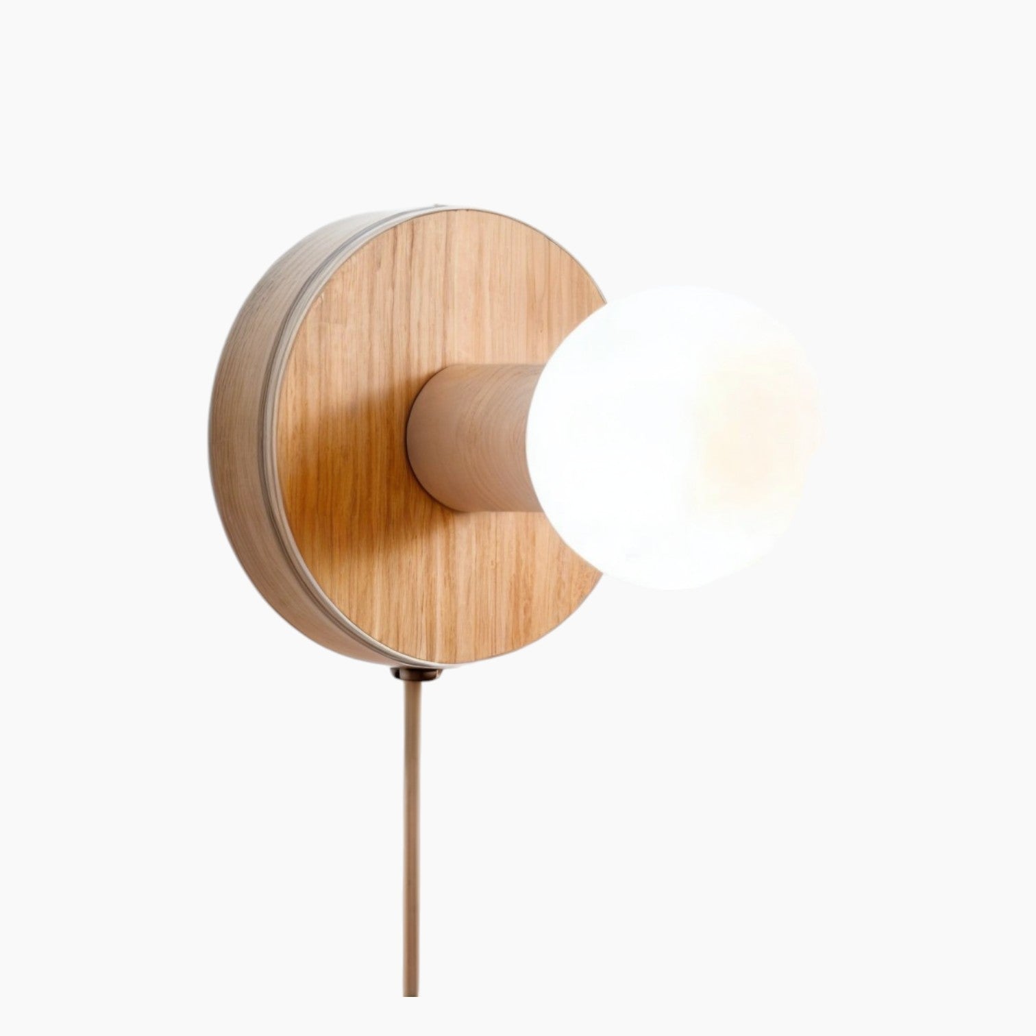 Lumnge | Applique murale en bois – dimmable – abat-jour en verre blanc
