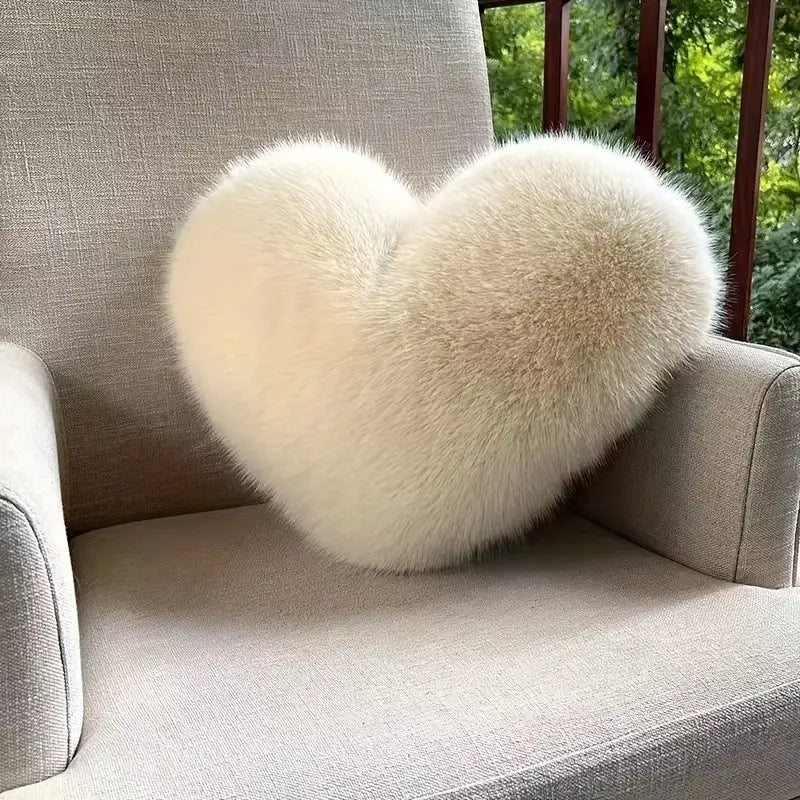 Coussin en Peluche en Forme de Cœur