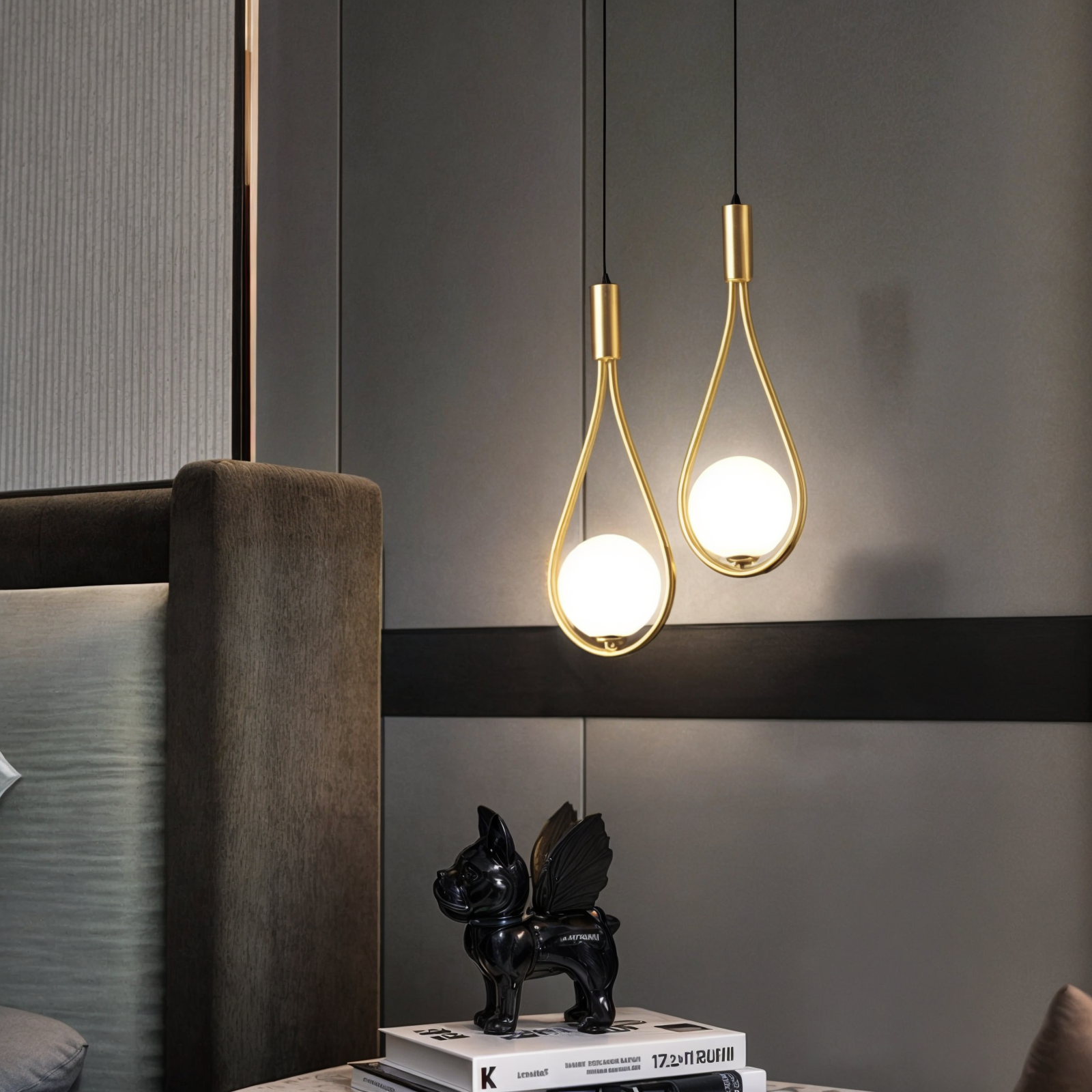 Stolys | Suspension moderne – fer & verre – hauteur réglable