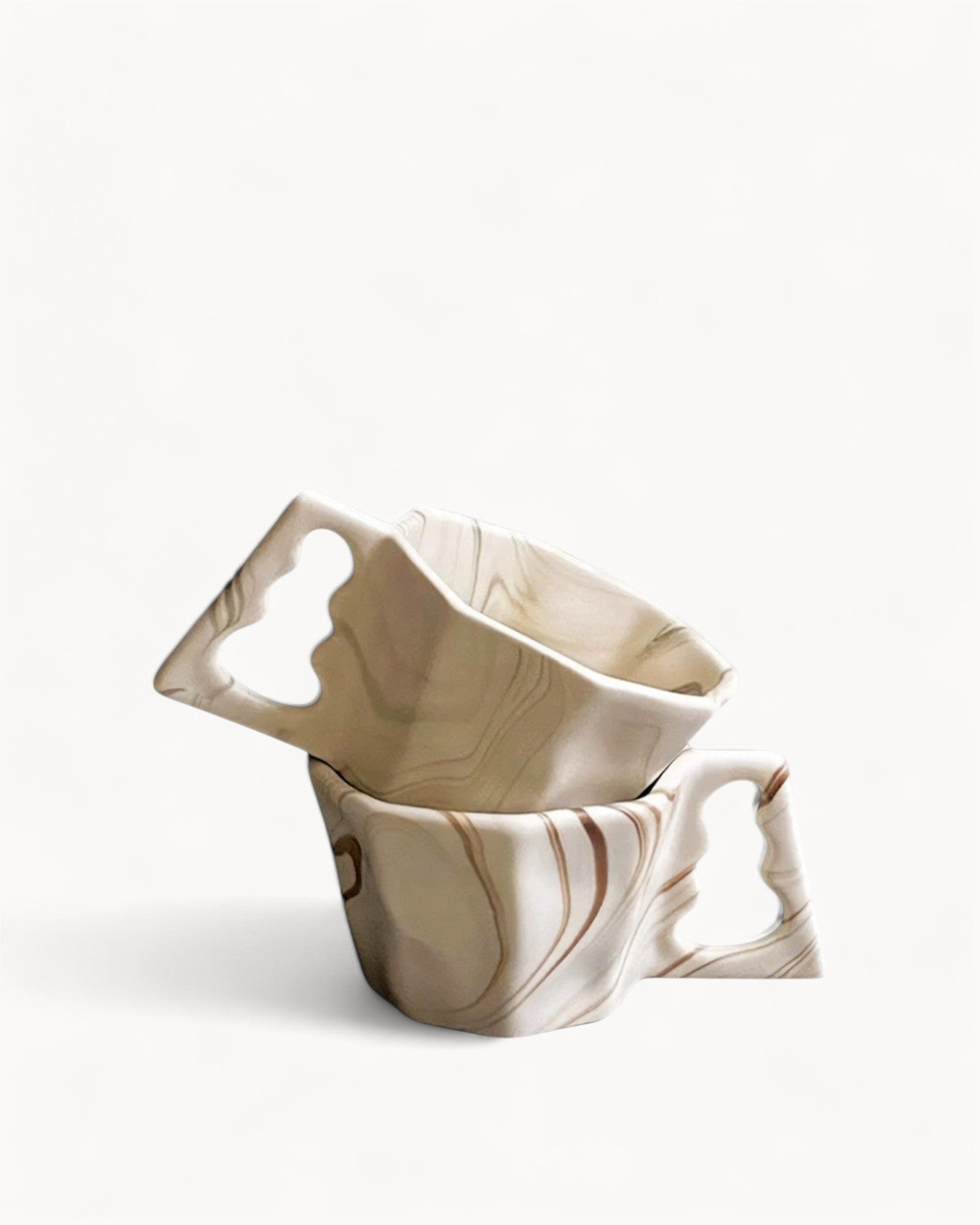 Vent Ljus | Mug octogonal – Design moderne – Brun et gris élégant