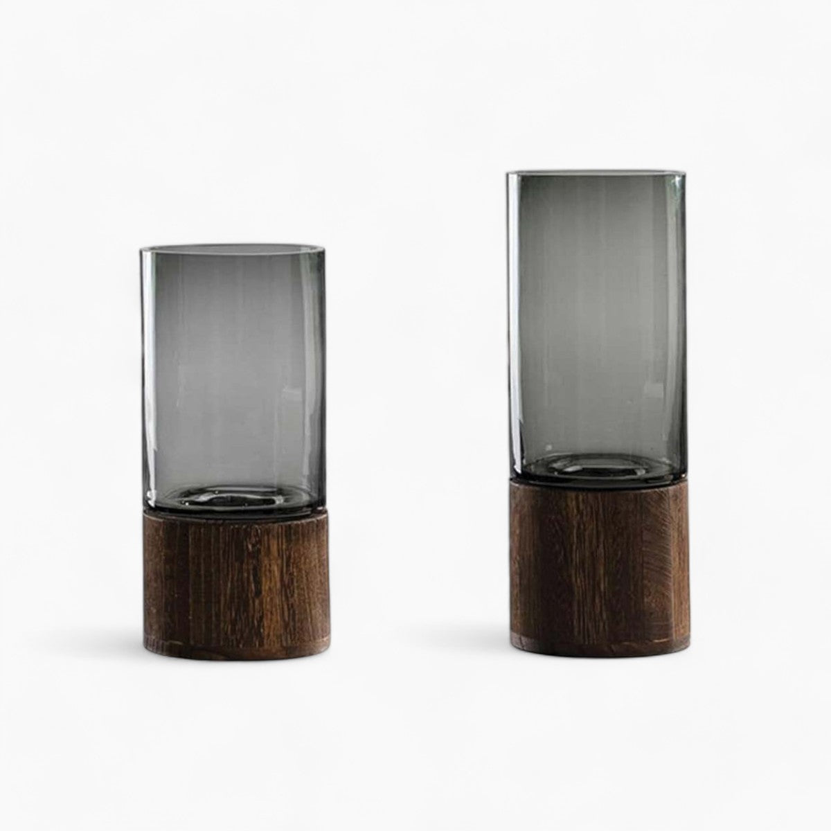 Vent Blå | Vase en verre et bois – Élégance naturelle